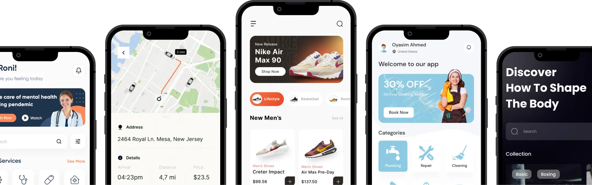 Multiple Mobile App Mockups by KGT Apps
